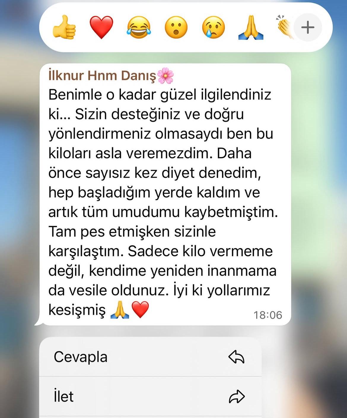 Umudunu kaybetmişken kendine yeniden inanmaya başladığını anlatan mesaj